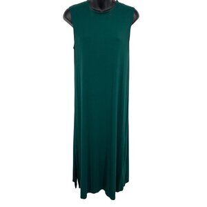 Fighting Eel Womens Size Small Sleeveless Shift Midi Dress Teal Stretch Slit EUC